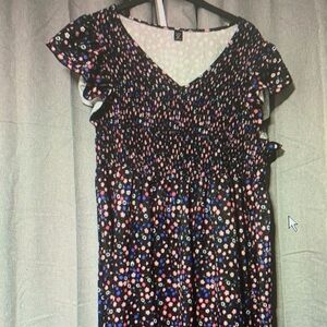 SHEIN Black and Pink Floral Mini Dress